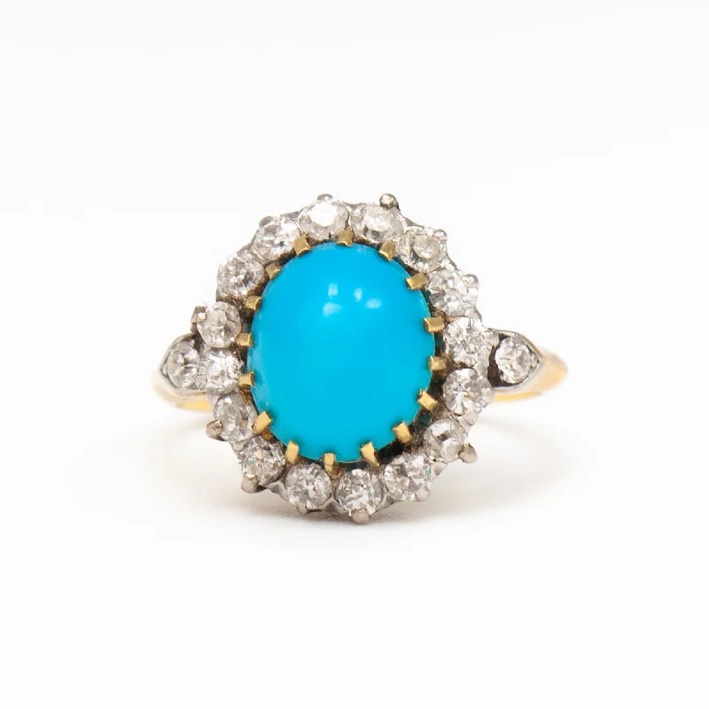 Turquoise Cabochon Cluster Ring c. 1900