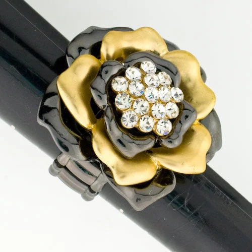 Two Tone Flower Stretchy Ring