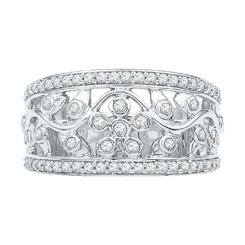 Stunning Diamond Accented Floral Ring