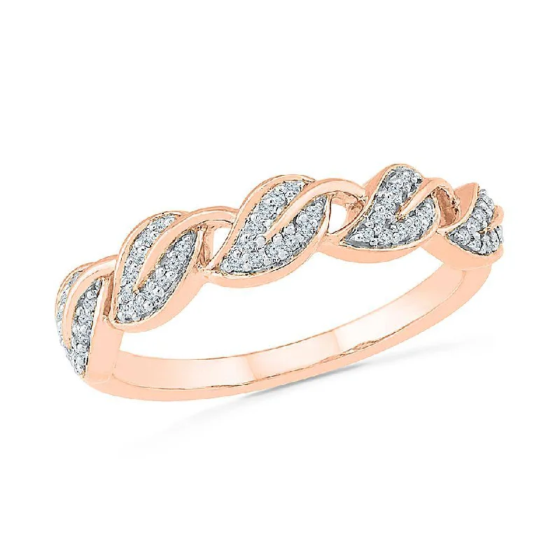 Stackable Wedding Band with Diamond Leaf Design