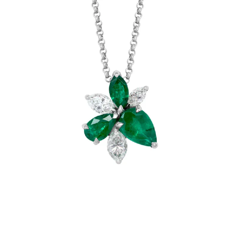 14k Emerald and Diamond Pendant Necklace