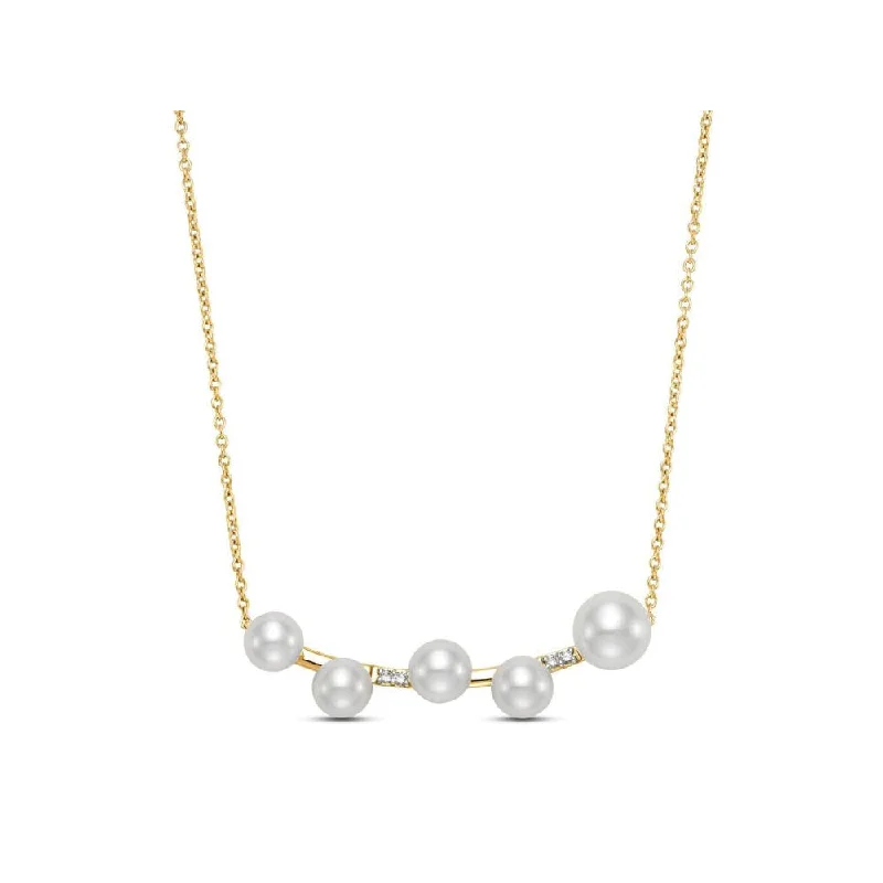 14k Asymmetrical Pearl Bar Necklace