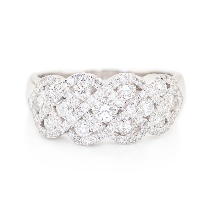 14K WHITE WOVEN DIAMOND ANNIVERSARY BAND