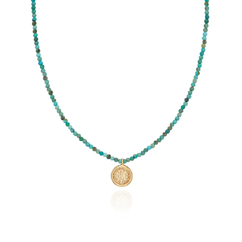 Anna Beck Delicate Beaded Turquoise Circle Pendant Necklace