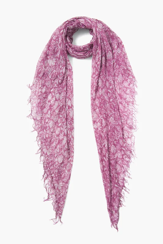 Cashmere and Silk Scarf Mulberry Dahlia Floral