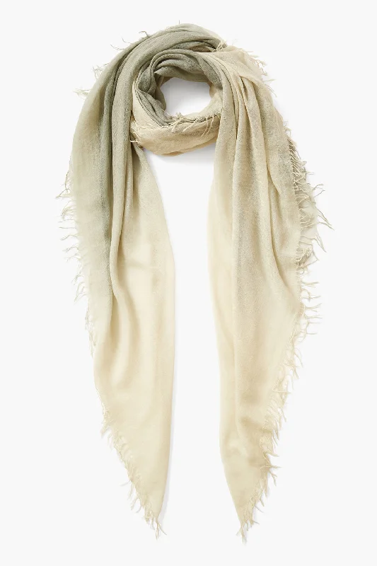 Cashmere and Silk Scarf Sage Dip Dyed