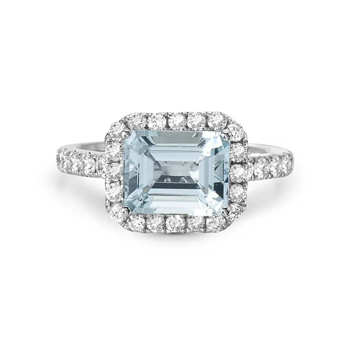 Charles Krypell Precious Pastel Aquamarine and Diamond Ring in 18K White Gold