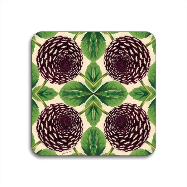 COASTER SET OF 4- PURPLE DAHLIA