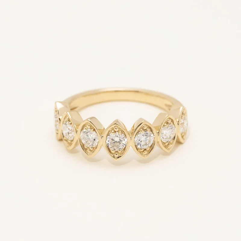 Diamond Marquise Shaped Bezel Band in 14kt Yellow Gold (7/8ct tw)