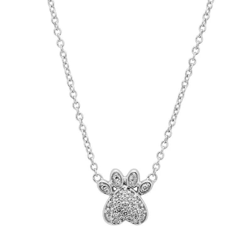 Diamond Paw Necklace in 10kt White Gold (1/10ct wt)