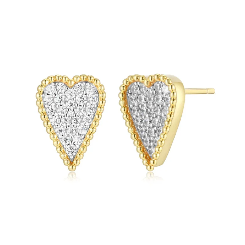 Elle "Long Love" Cubic Zirconia Heart Studs