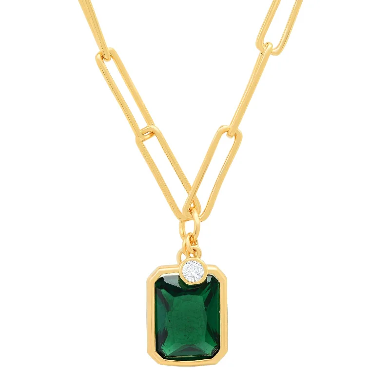 EMERALD CUT GOLD LINK NECKLACE