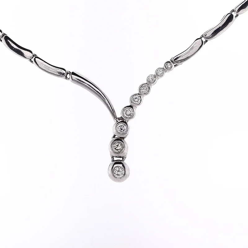 Estate 14 Karat White Gold "Y" Design Diamond Necklace