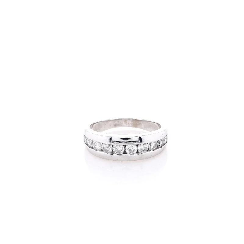 Estate 14k White Gold Tapered Shank Wedding Band