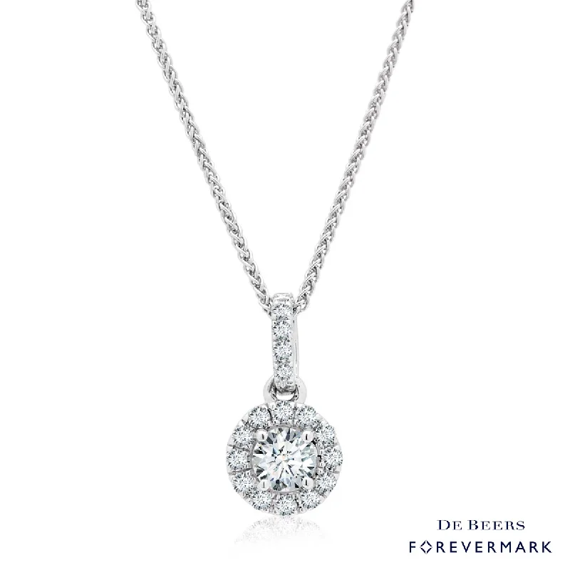 Forevermark Center of My Universe Diamond  Halo Necklace in 18kt White Gold (1/3ct tw)