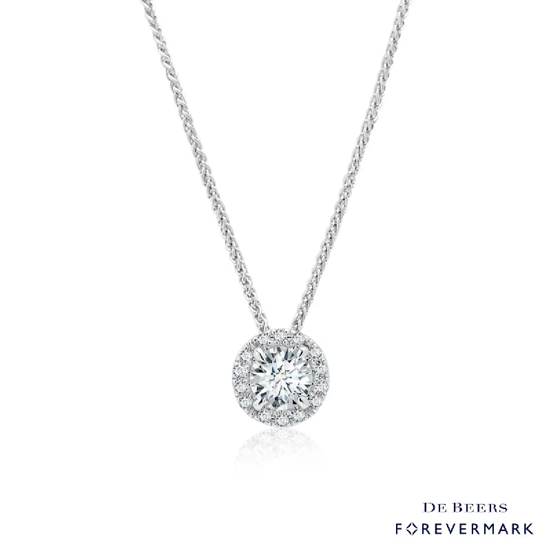 Forevermark Center of My Universe Diamond Halo Necklace in 18kt White Gold (1/3ct tw)