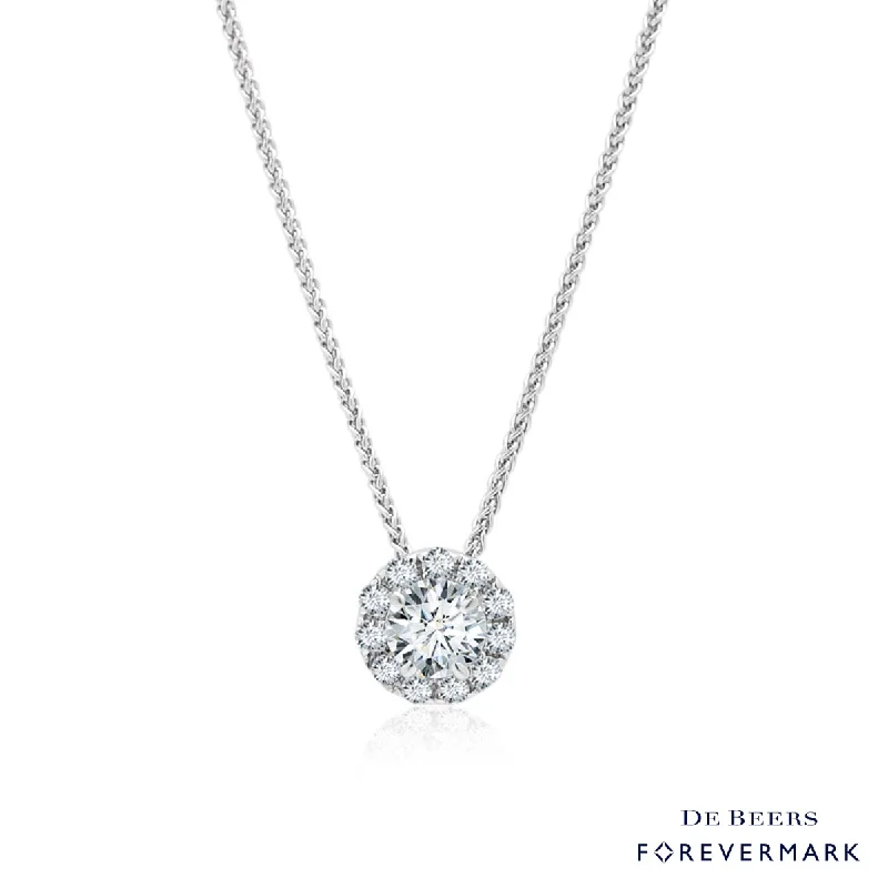 Forevermark Center of My Universe Diamond Halo Necklace in 18kt White Gold (1/3ct tw)