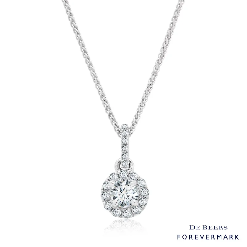 Forevermark Center of My Universe Diamond Halo Necklace in 18kt White Gold (1/3ct tw)