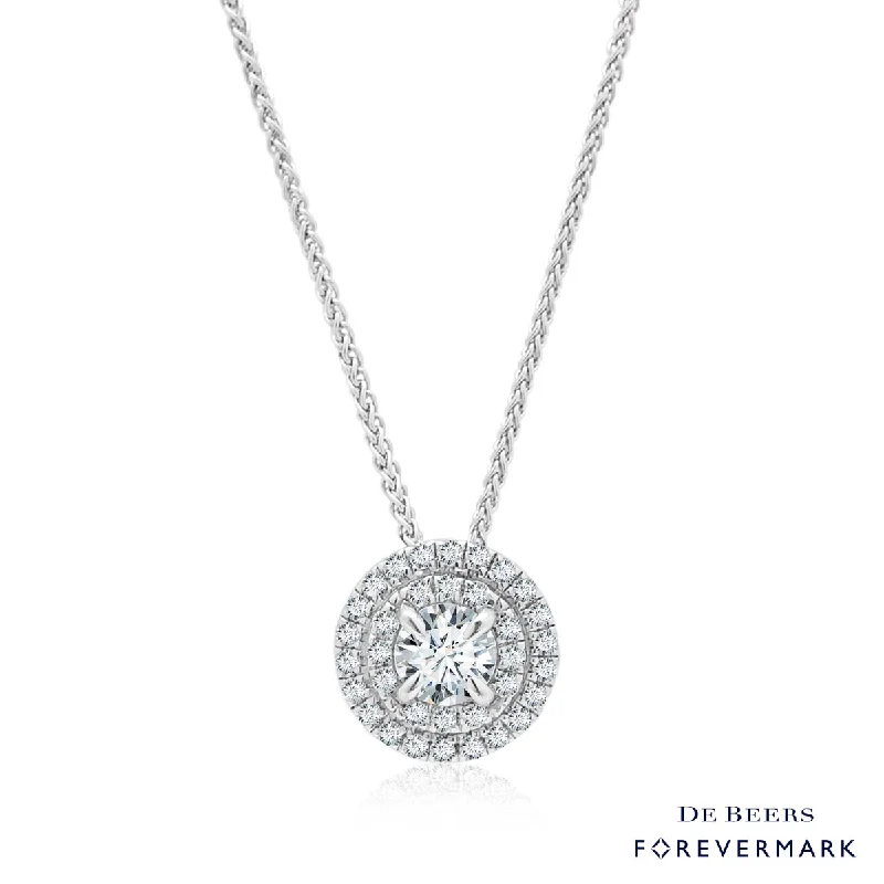 Forevermark Center of My Universe Diamond Halo Necklace in 18kt White Gold (1/4ct tw)