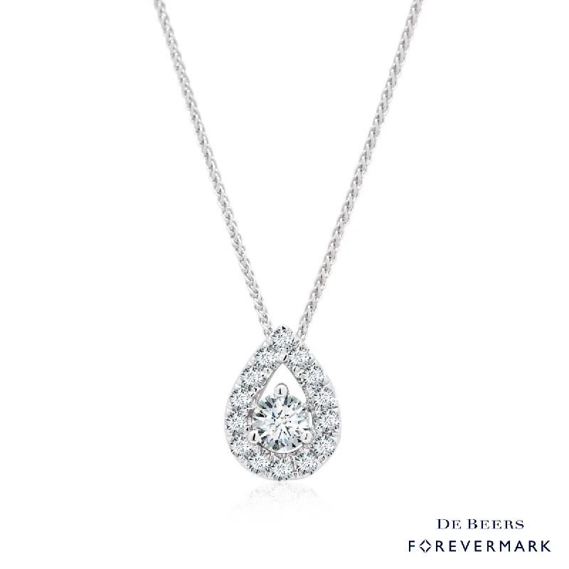 Forevermark Center of My Universe Diamond Pear Necklace in 18kt White Gold (3/8ct tw)