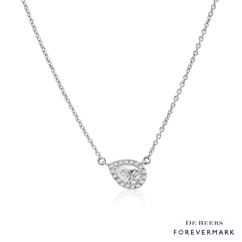 Forevermark Center of My Universe Diamond Pear Necklace in 18kt White Gold (3/8ct tw)