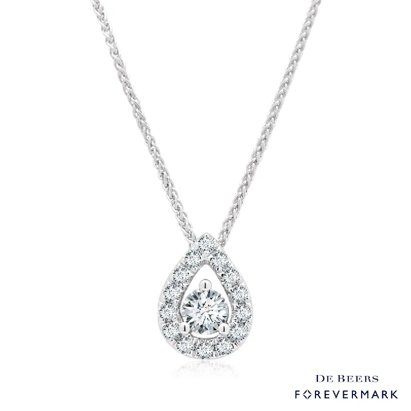 Forevermark Center of My Universe Pear Shaped Diamond Necklace in 18kt White Gold (1/4ct tw)