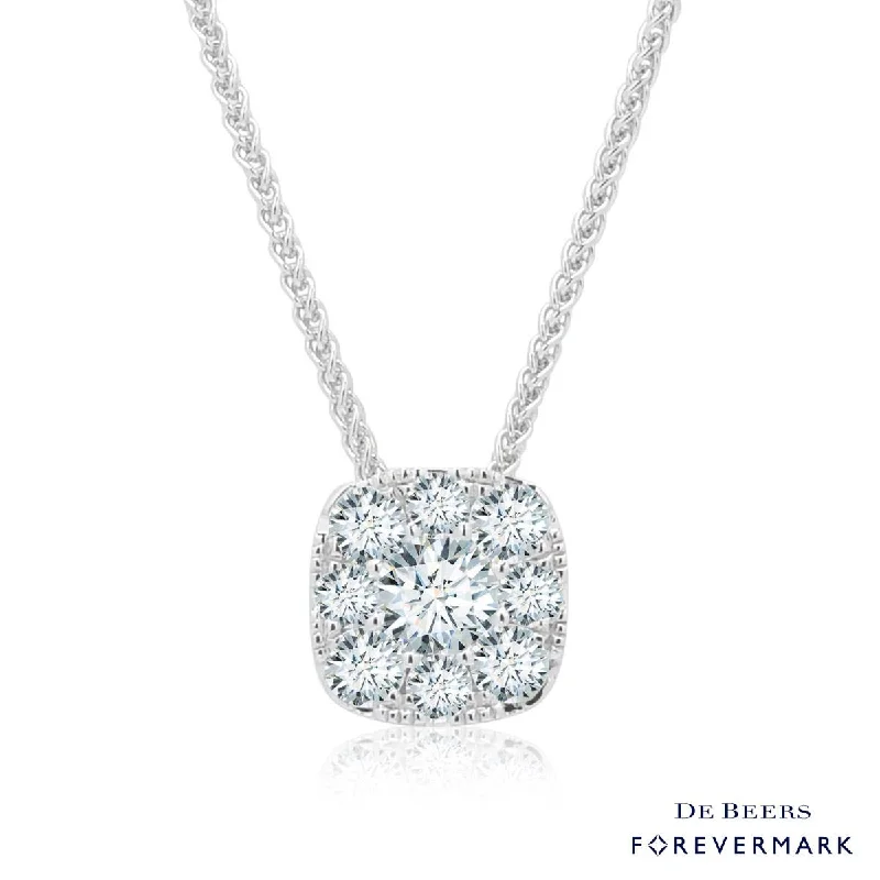 Forevermark Eternal Collection Diamond Halo Necklace in 18kt White Gold (1/3ct tw)