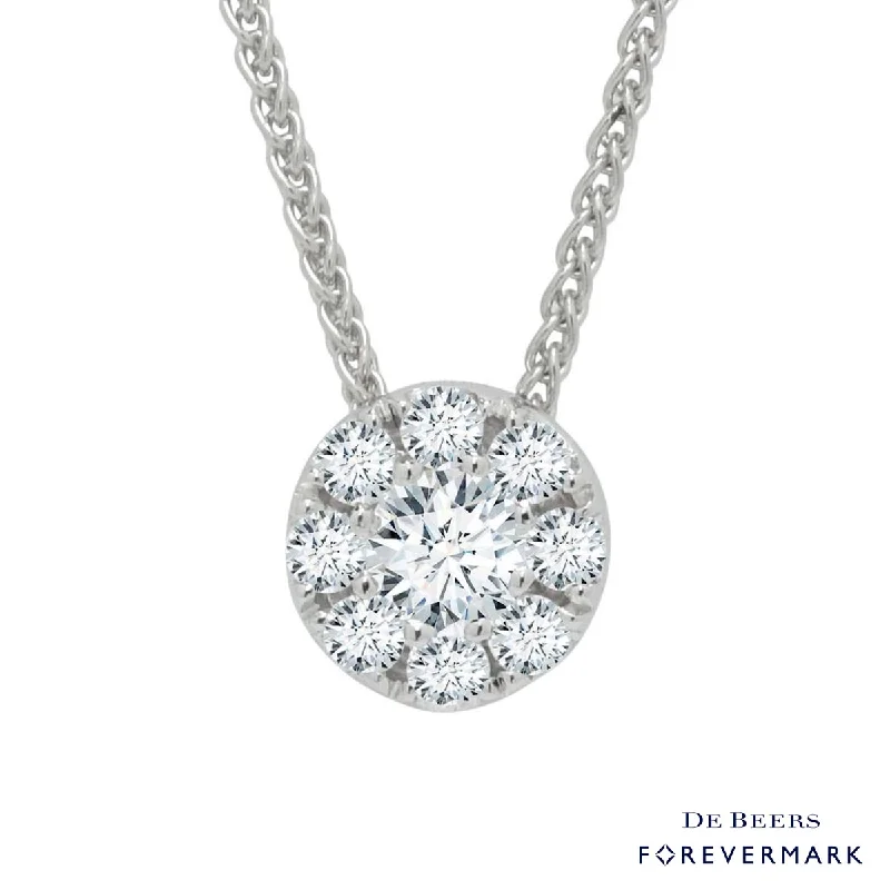 Forevermark Eternal Collection Diamond Halo Necklace in 18kt White Gold (1/5ct tw)