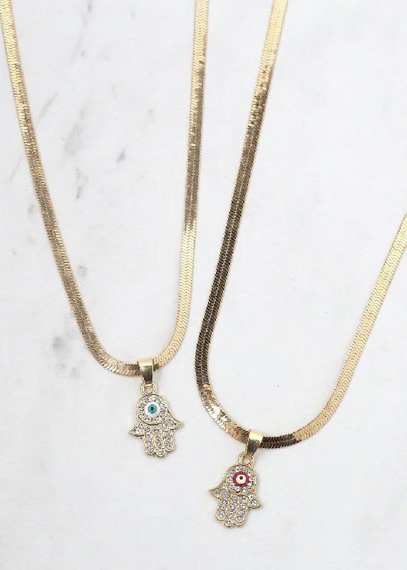 Hamsa Hand Flat Necklace