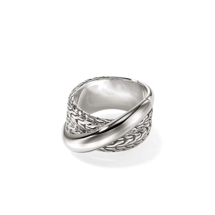 John Hardy Essential Crossover Ring in Sterling Silver, 12.5MM