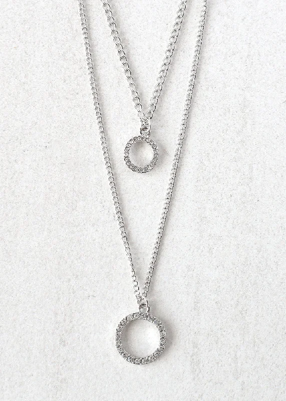 Layered Necklace with Circle Pendant