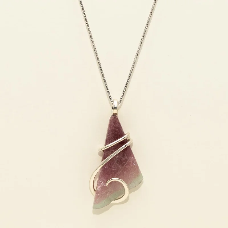 Maine Bicolor Tourmaline Necklace in Sterling Silver