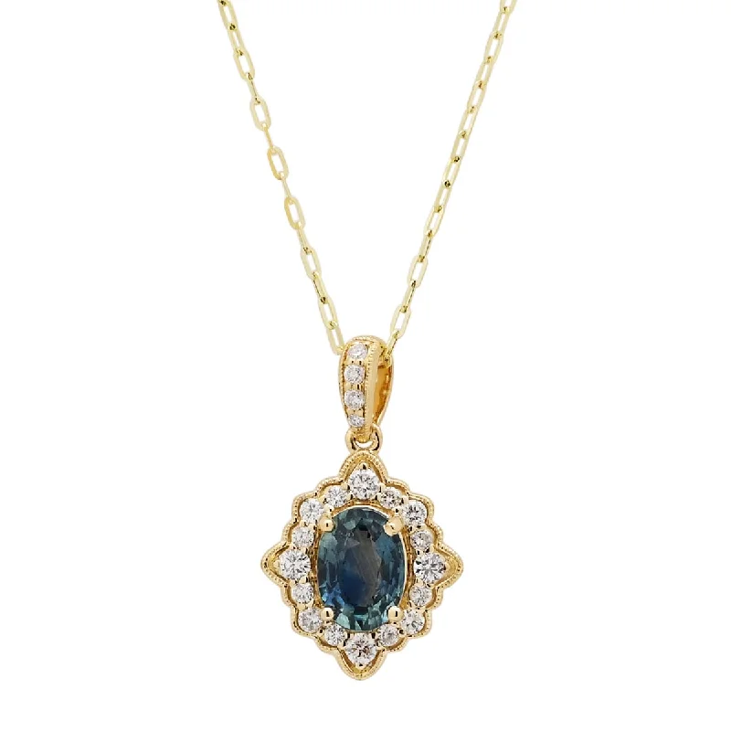 Montana Sapphire Necklace in 14kt Yellow Gold with Diamonds (1/4ct tw)