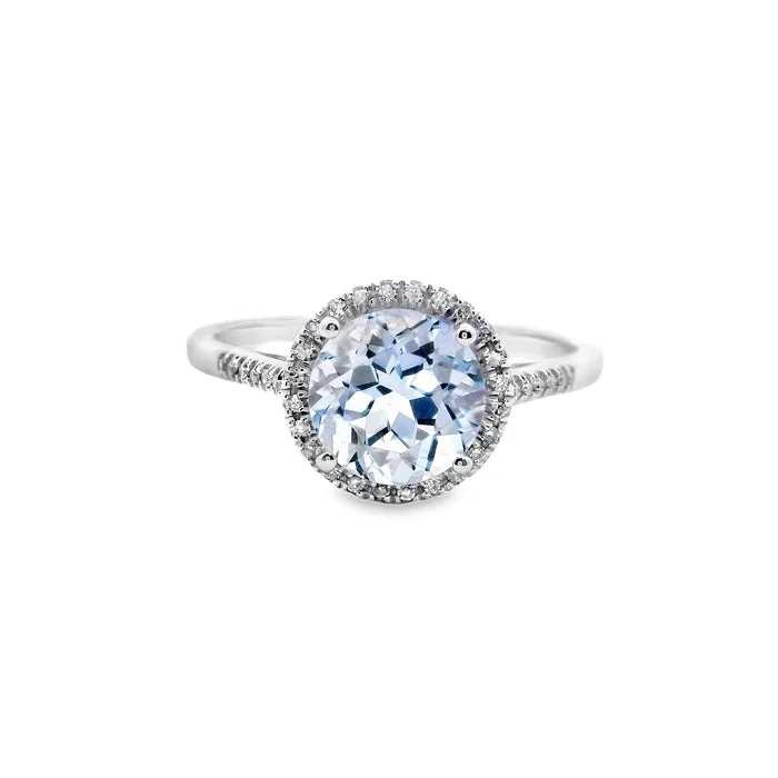 Mountz Collection Aquamarine and Diamond Ring in 14K White Gold