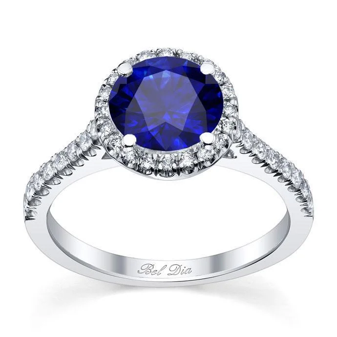 Pave Accented Blue Sapphire Halo