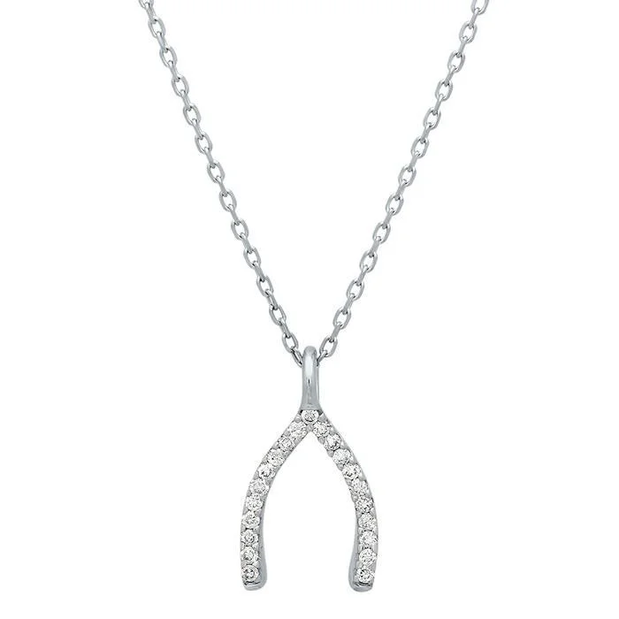 Pave Diamond Wish Bone Pendant