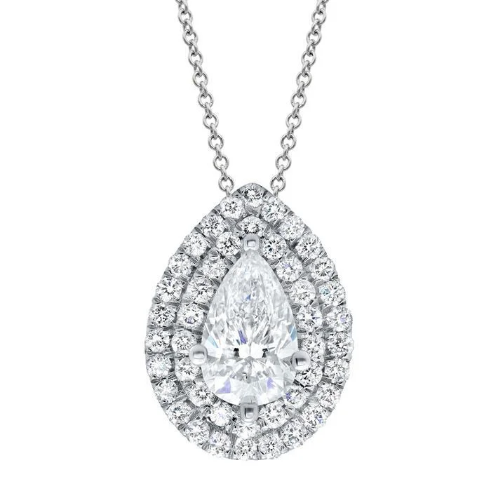 Pear Double Halo Diamond Necklace