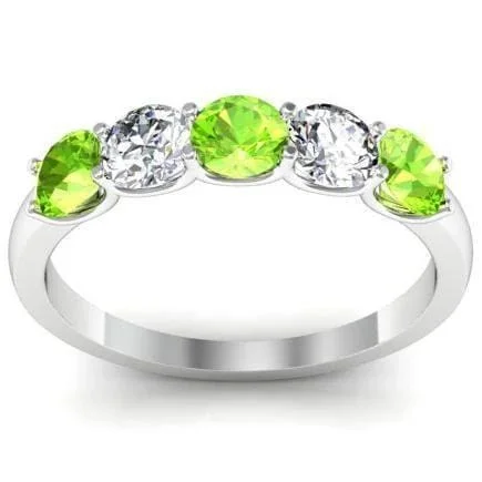 1.00cttw U Prong Peridot and Diamond Gemstone Band