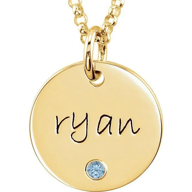 Personalized Name and Birthstone Pendant Necklace