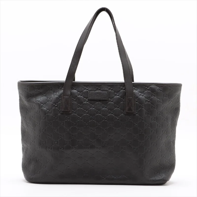 Pre Owned Gucci Brown Leather Guccissima Tote Bag