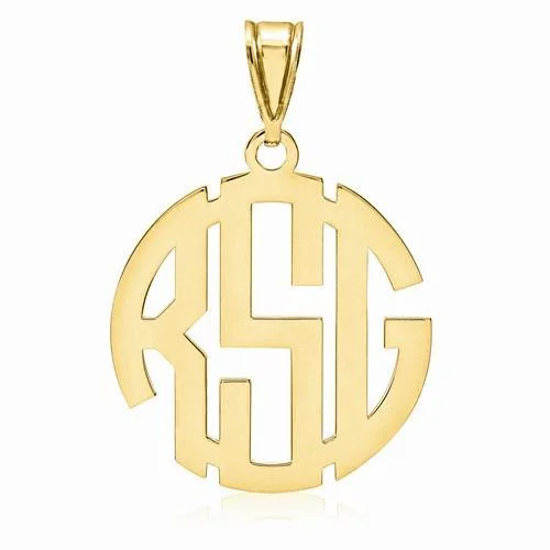 Round Carved Monogram Pendant