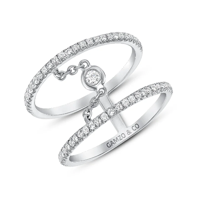 Round Diamond Double Row Fashion Ring