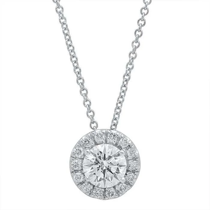 Round Diamond Halo Necklace