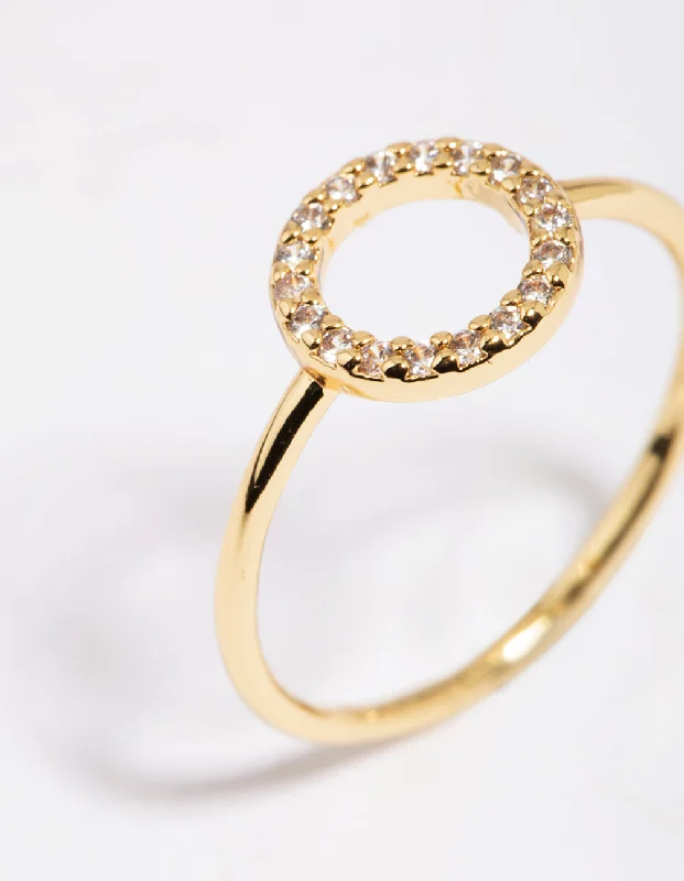 Gold Plated Cubic Zirconia Circle Ring