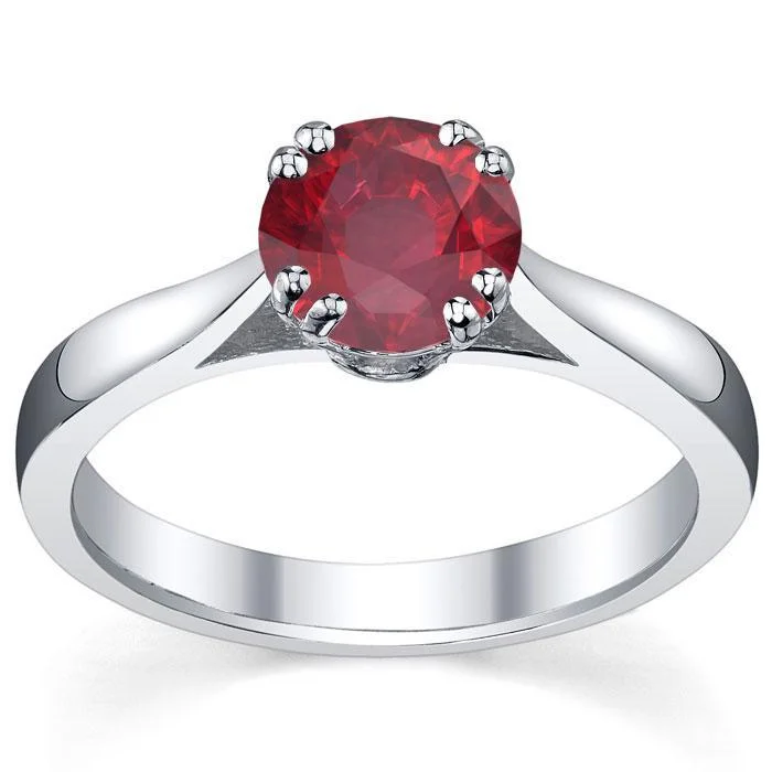 Ruby Double Prong Tapered Solitaire