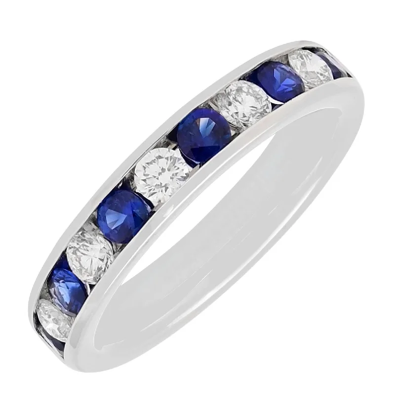 Diamond and Sapphire Channel Band in Platinum (3/8ct tw)