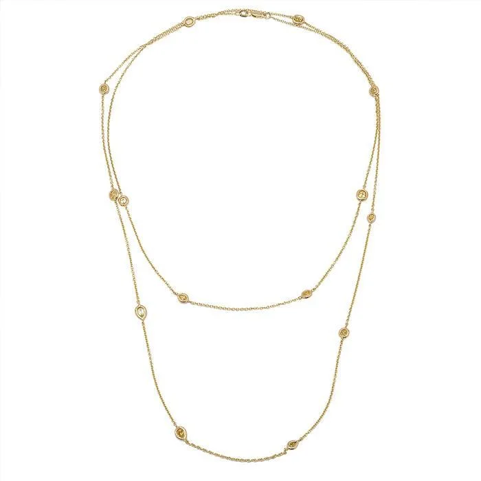 2.27 cttw Station Necklace Yellow Gold with Fancy Yellow Diamonds