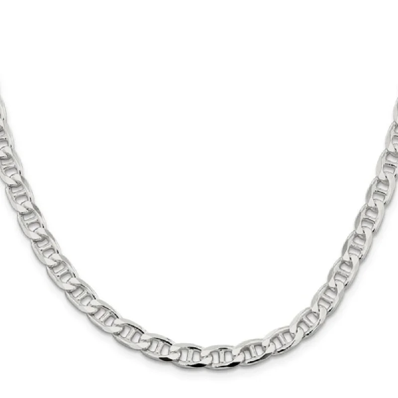 Sterling Silver 6.5mm Flat Cuban Anchor Chain, 22"