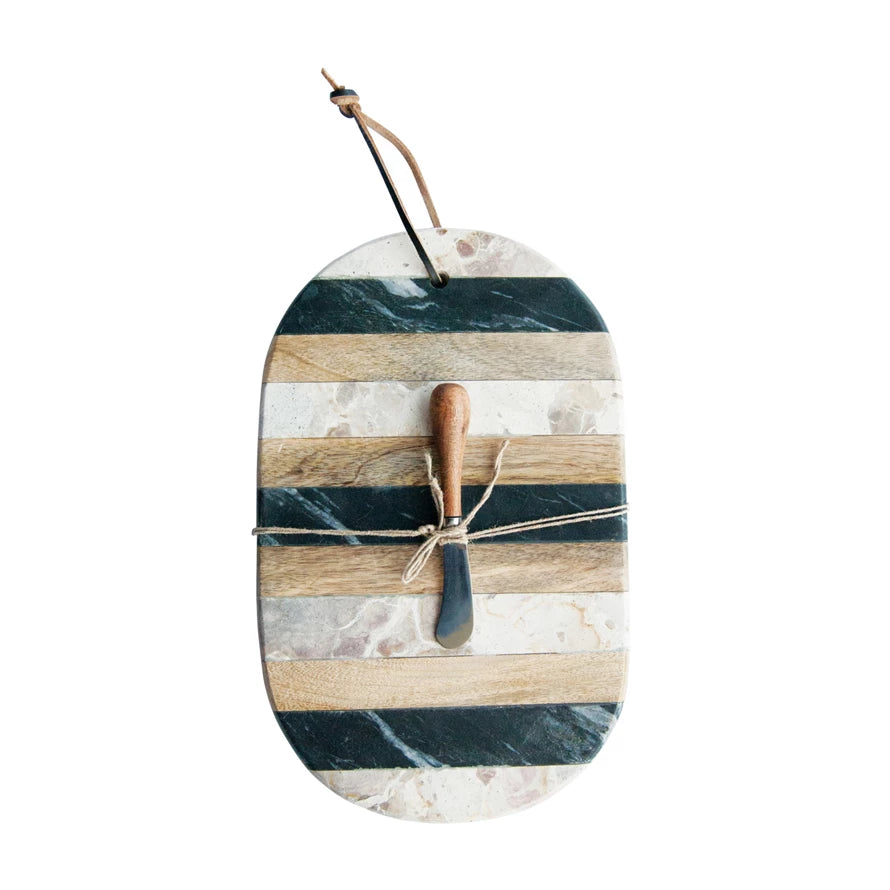 STRIPE MARBLE/MANGO WOOD BOARD