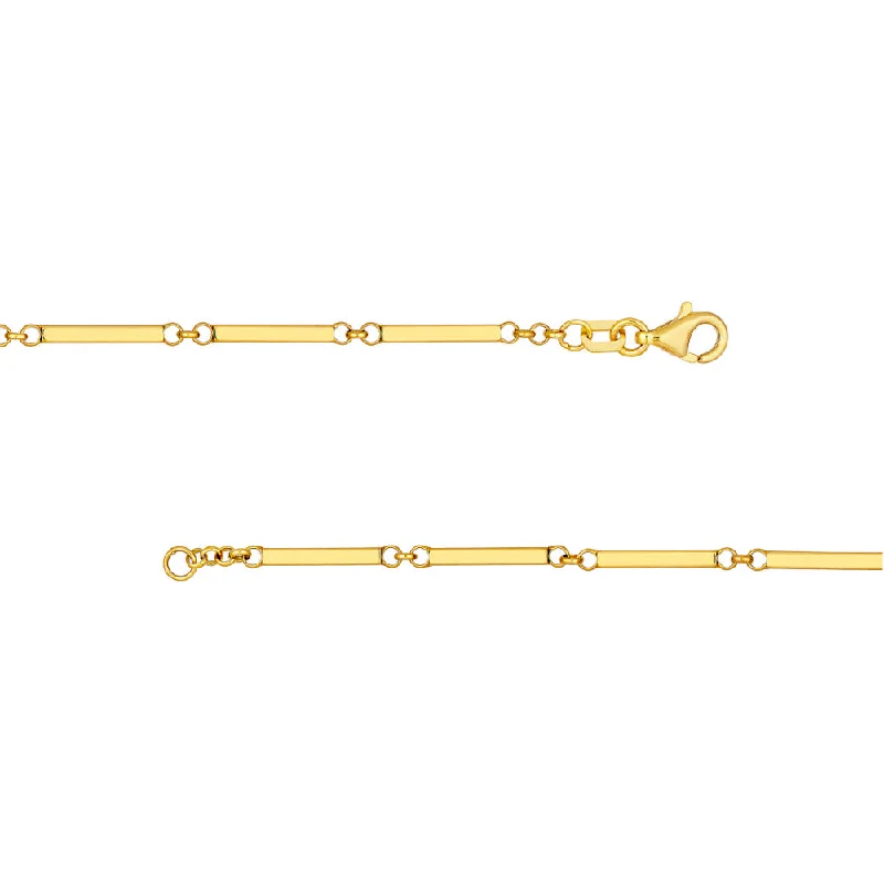 14k Gold Rectangle Bar Station Chain Necklace